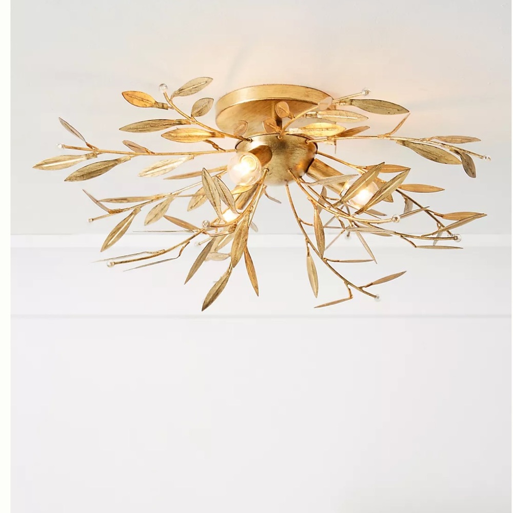Anthropologie Willow Leaf Semi-Flush Mount Light